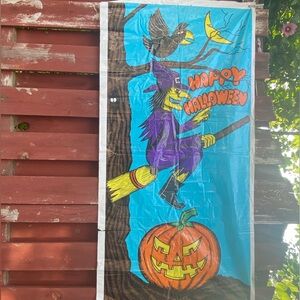 Vintage Witch Halloween Door Cover